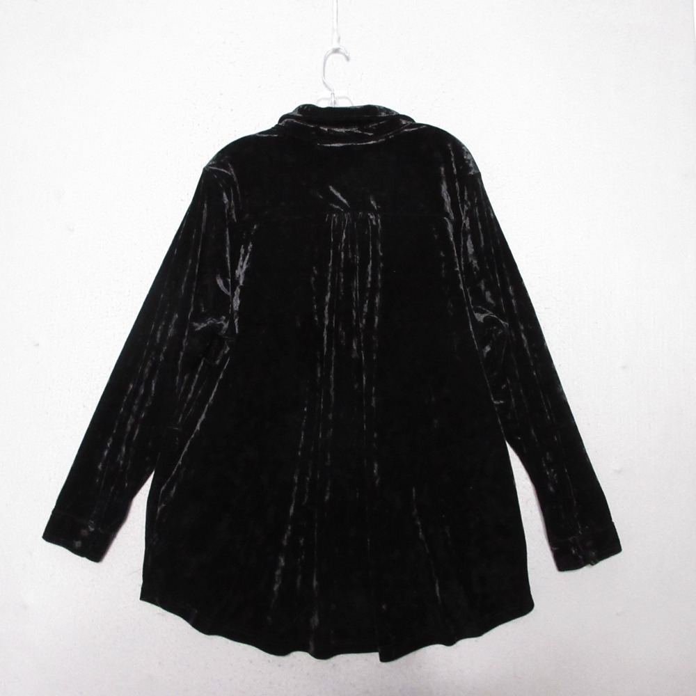 Belle By Kim Gravel Tunic Top Plus 2X Black Velvet Big Shirt Pockets Whimsogoth - Picture 2 of 9